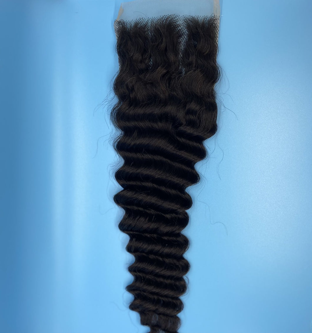 Transparent Natural 5x5 Deep Wave Closure